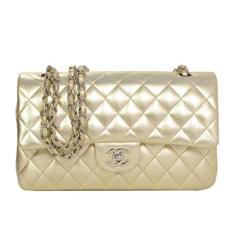 chanel gold metallic bag|Chanel quilted bag gold chain.